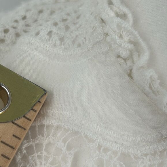 Ulla Johnson Deia Cotton Blouse Womens 2 Sleeveless Macrame Fringe Lace Detail - Picture 5 of 12